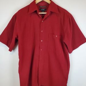 GNW Sueded Microfiber Checks Short Sleeve Button Up Shirt Size M Mens SOFT